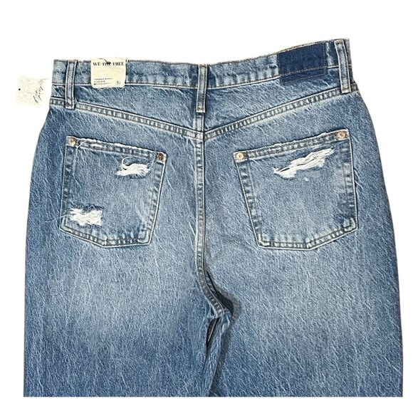 WE The FREE PEOPLE NWT Tapered Baggy Boyfriend High Rise Jeans Sz 31 Distressed - Picture 9 of 15